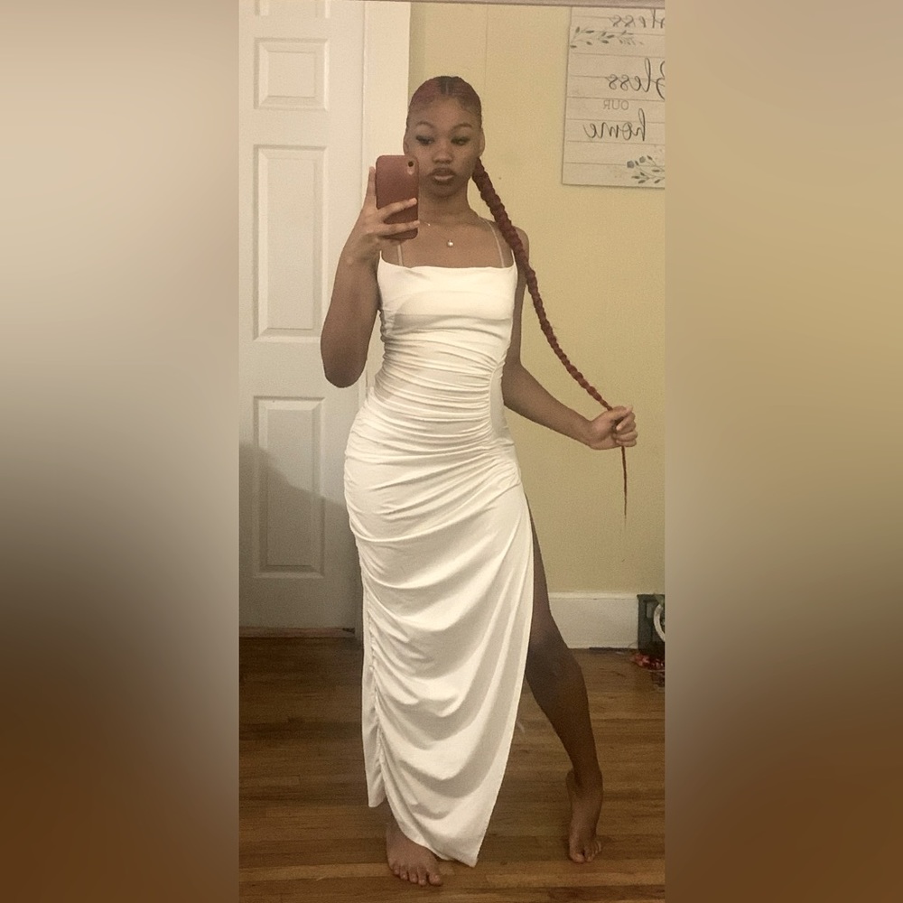 SHEIN white high split Maxi dress
